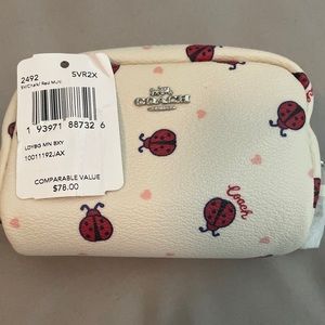 Coach lady bug mini boxy print canvas NWT